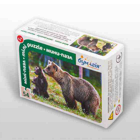 Мини-пазл 54 элемента Мамы и детеныши Бумагия Медведи Мини-пазл 54 элемента Мамы и детеныши Бумагия Медведи