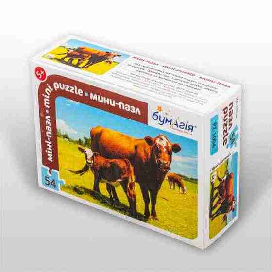 Мини-пазл 54 элемента Мамы и детеныши Бумагия Коровы Мини-пазл 54 элемента Мамы и детеныши Бумагия Коровы