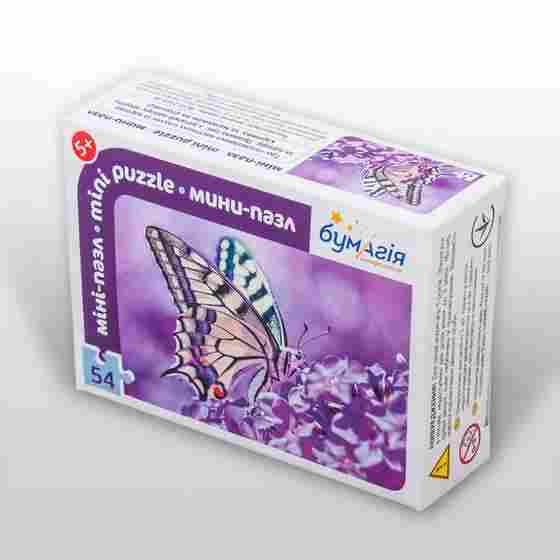 Мини-пазл 54 элемента Насекомые Бабочка фиолет Бумагия Мини-пазл 54 элемента Насекомые Бабочка фиолет Бумагия