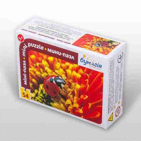 Мини-пазл 54 элемента Насекомые Бумагия Божья коровка Мини-пазл 54 элемента Насекомые Бумагия Божья коровка