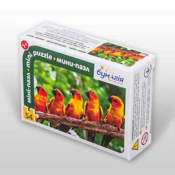 Мини-пазл 54 элемента Попугайчики Птицы Бумагия - фото 1