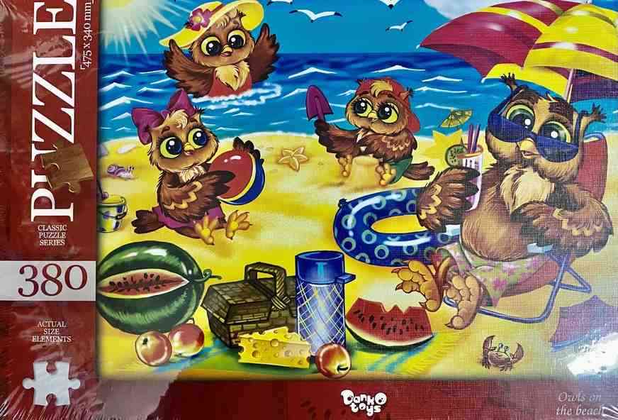 Пазлы 380 элементов Owls on the beach Danko Toys Пазлы 380 элементов Owls on the beach Danko Toys - КОСМІЧНІ ТОВАРИ