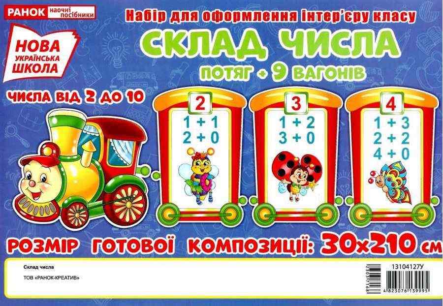 Набір для оформлення інтер'єру класу Склад числа НУШ Ранок від 2 до 10 Набір для оформлення інтер'єру класу Склад числа НУШ Ранок від 2 до 10