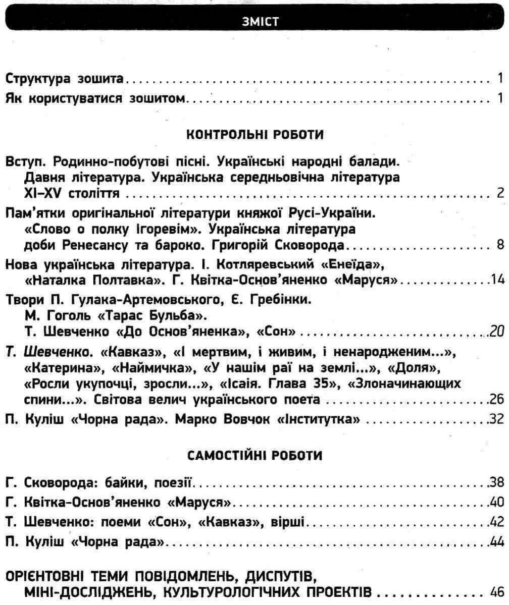 Українська література 9 клас Зошит для контролю навчальних досягнень Паращич Ранок - фото 2