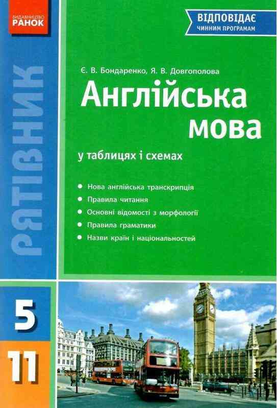 Рятівник Англійська мова у таблицях і схемах 5-11 класи Бондаренко Є. Ранок Рятівник Англійська мова у таблицях і схемах 5-11 класи Бондаренко Є. Ранок