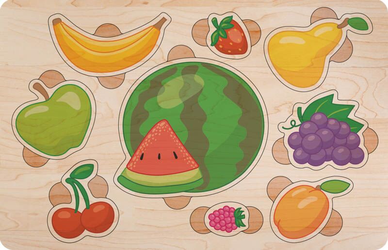 Деревяний пазл кольоровий Фрукти ягоди - фото 1