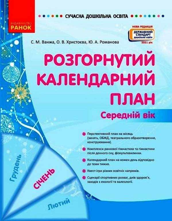 Розгорнутий календарний план СІЧЕНЬ Середній вік Сучасна дошкільна освіта Ванжа С. Ранок