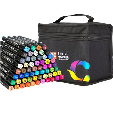 Скетч маркери Deli 60кол 1мм/7мм двостороннi, квадратний корпус Скетч маркери Deli 60кол 1мм/7мм двостороннi, квадратний корпус - Фломастери та олівці