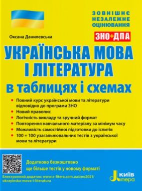ЗНО 2022 Українська мова і література в таблицях і схемах Данилевська О. Літера