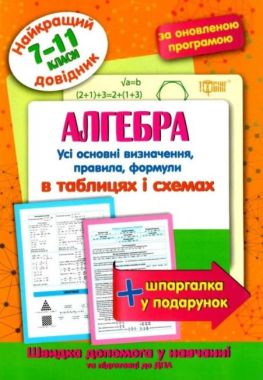 Найкращий довідник Алгебра в таблицях та схемах 7-11 класи Оновлена програма Лебеденко Н. Торсінг Найкращий довідник Алгебра в таблицях та схемах 7-11 класи Оновлена програма Лебеденко Н. Торсінг