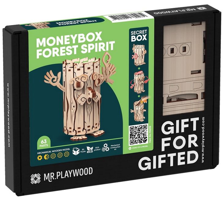 Скарбничка Лісовичок. Механічна деревяна 3D-модель - фото 8