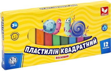 Пластилін квадратний восковий 12 кольорів Пластилін квадратний восковий 12 кольорів - Пластилін та аксесуари