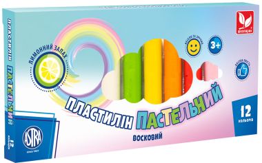 Пластилін круглий восковий пастельні кольори із запахом лимона 12 кольорів Пластилін круглий восковий пастельні кольори із запахом лимона 12 кольорів - Пластилін та аксесуари