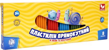 Пластилін прямокутний восковий 8 кольорів Пластилін прямокутний восковий 8 кольорів - Пластилін та аксесуари
