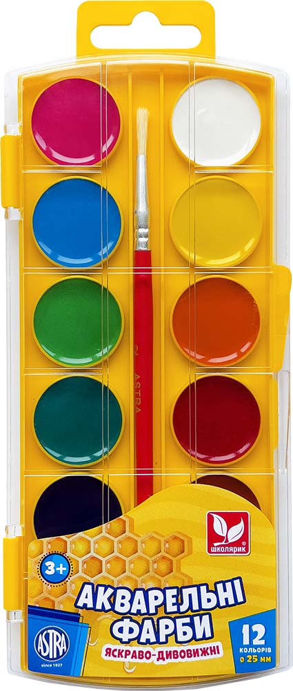 Фарби акварельні медові 12 кольорів - фото 1