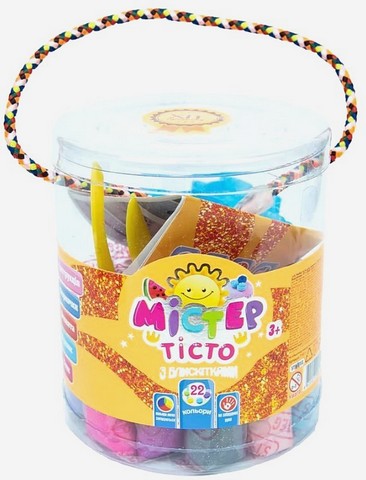 Набір маси для ліплення. Містер тісто. 22 кольори з блискітками - фото 1