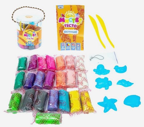 Набір маси для ліплення. Містер тісто. 22 кольори з блискітками - фото 2