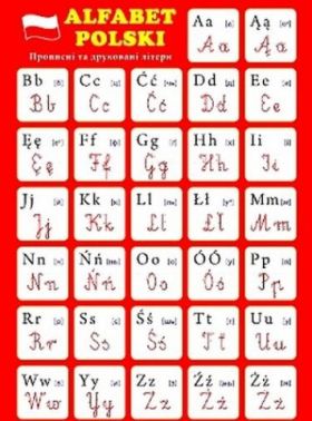 Польський алфавіт Прописні і друковані літери Плакат Підручники і посібники