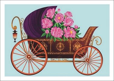 Листівка вітальна «Карета з квітами» Листівка вітальна «Карета з квітами» - Вітальні листівки