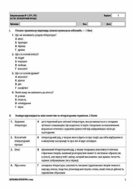 Усі діагностувальні роботи Зарубіжна література 8 клас НУШ Авт: М.В. Коновалова Г.Є. Фефілова Вид-во: Основа - фото 4