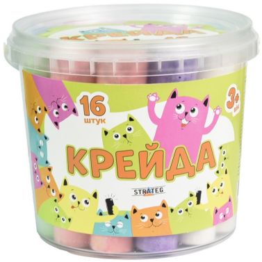 Крейда Велика кругла - 16 штук різнокольорова Вид-во: Strateg Крейда Велика кругла - 16 штук різнокольорова Вид-во: Strateg