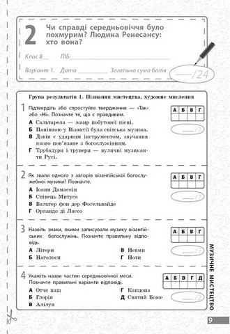 Поточне та підсумкове оцінювання за групами результатів Мистецтво 8 клас НУШ Авт: О. Комаровська В. Власова Вид-во: Ранок - фото 9
