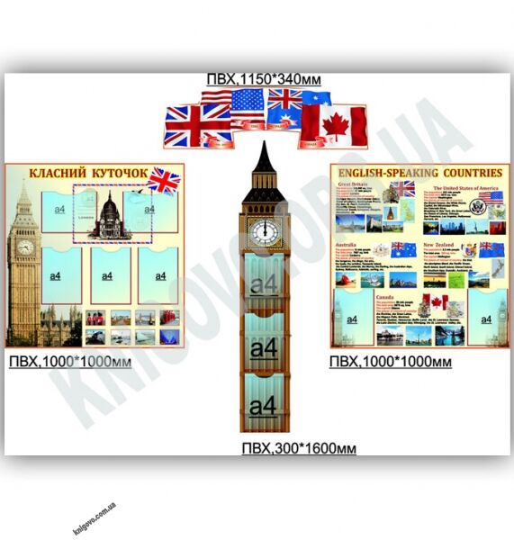 Кабінет англійської мови Біг Бен Комплект стендів Артікул: 7731 Виробник: Інтердизайн - фото 1