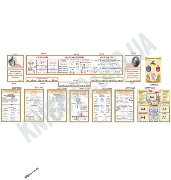 Кабінет математики Комплект стендів Преміум бежевий Артікул: 7560 Виробник: Інтердизайн - фото 1
