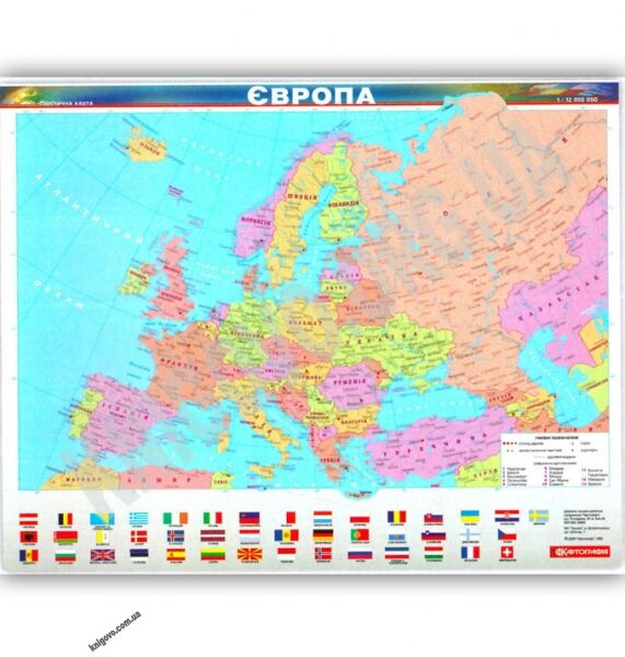 Європа Політична карта Масштаб 1:12 000 000 Код 1584 Вид: Картографія - фото 1