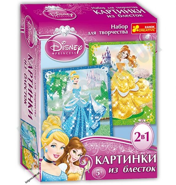 Картинка из блесток Золушка и Бэлль Disney 5+ Код 13153009Р Изд Ранок - фото 1