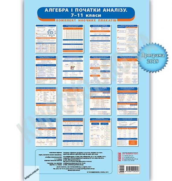 Алгебра і початки аналізу 7-11 класи Комплект навчальних плакатів Наочність нового покоління Програма 2019 Ранок - фото 1