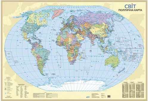 Світ Політична карта Масштаб 1:35 млн. формат 80*60 см. Підручники і посібники - фото 1