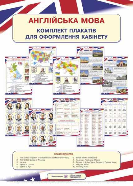 Комплект плакатів для оформлення кабінету Англійської мови Вітушинська Н. Підручники і посібники - фото 1
