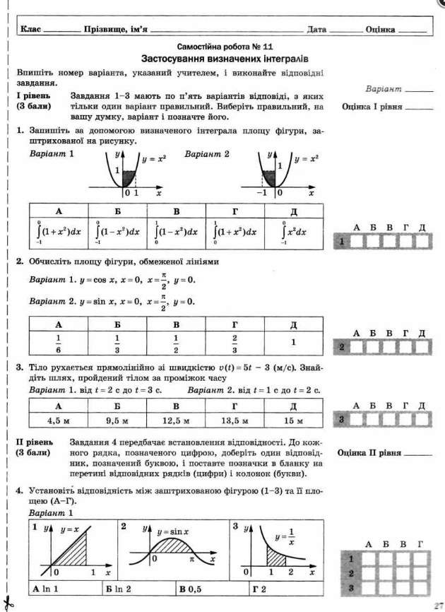 Математика 11 клас Робочий зошит для поточного і тематичного оцінювання Рівень стандарту За новою програмою Роганін О. Гімназія - фото 2