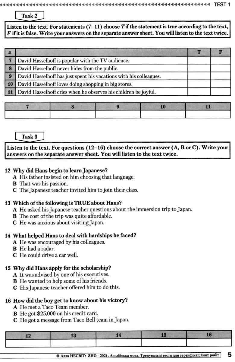 ЗНО 2021 Англійська мова Тренувальні тести для сертифікаційних робіт Несвіт А. Грамота - фото 3