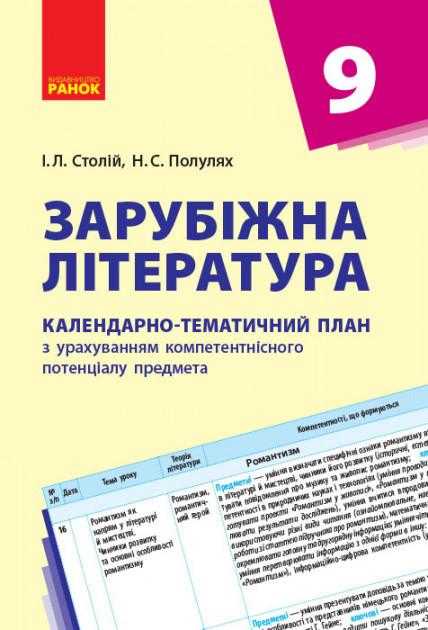 Зарубіжна література 9 клас Календарно-тематичний план Столій І. Ранок