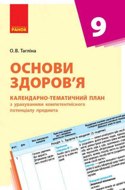 Основи здоров’я 9 клас Календарно-тематичний план з урахуванням компетентнісного потенціалу предмета Ранок Основи здоров’я 9 клас Календарно-тематичний план з урахуванням компетентнісного потенціалу предмета Ранок
