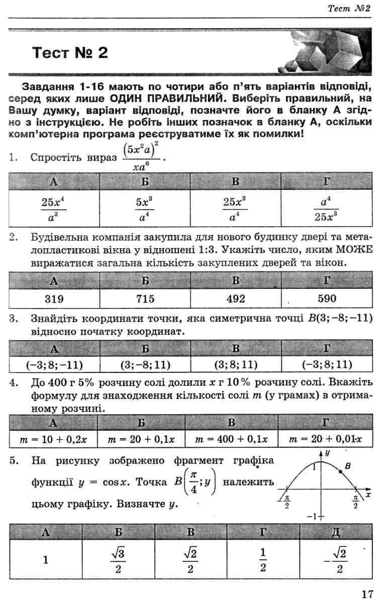 Математика Комплексні варіанти завдань у тестовій формі 20 варіантів у форматі ЗНО 2022 Істер О. Абетка - фото 2