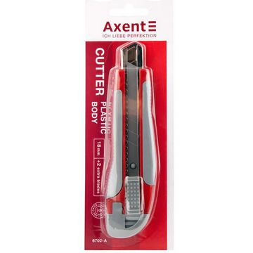 Ніж канцелярський Axent 18мм з гумовими вставками металевий - Ножиці, циркулі, чинки, ластики