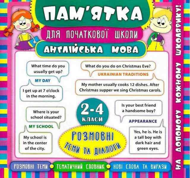 Пам’ятка для початкової школи Англійська мова Розмовні теми та діалоги 2-4 класи Зінов’єва Л. УЛА Пам’ятка для початкової школи Англійська мова Розмовні теми та діалоги 2-4 класи Зінов’єва Л. УЛА