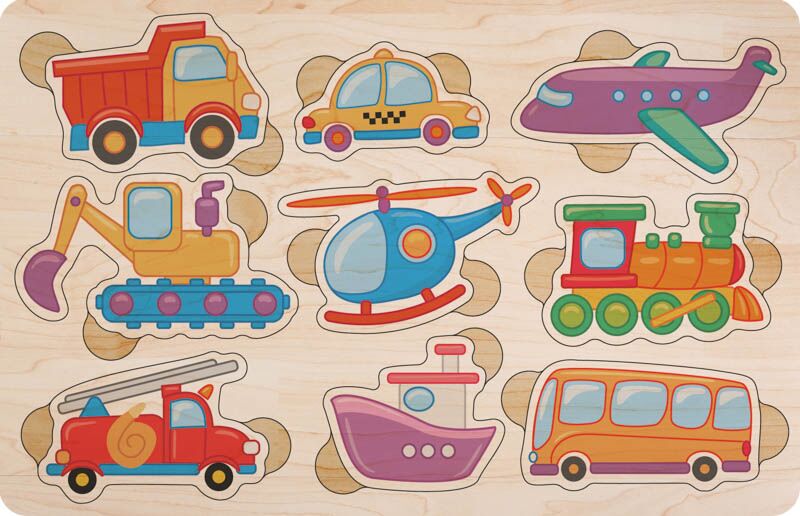 Дерев'яний пазл кольоровий Транспорт Дерев'яний пазл кольоровий Транспорт - Подарунок до Різдва