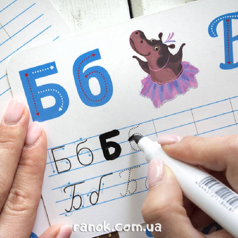 Українська абетка Друковані і рукописні букви 33 ліміновані картки Пиши-стирай Федосова В. Б. Ранок - фото 5