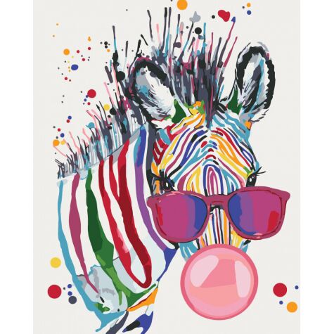 Набір для розпису по номерах. Тварини, птахи "Яскрава зебра" 40*50см Набір для розпису по номерах. Тварини, птахи "Яскрава зебра" 40*50см - Набори для розмальовування