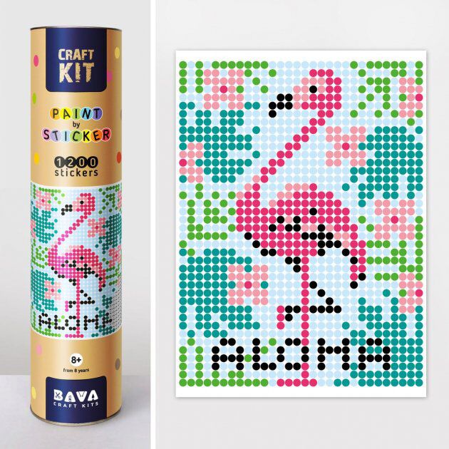 Картина по номерам з наліпками в тубусі Фламінго 33х48см, 1200 стікерів Ранок - фото 1