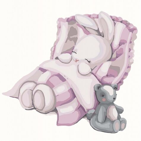 Картина по номерам; Надобраніч, зайка; 30*30 см Картина по номерам; Надобраніч, зайка; 30*30 см - Набори для розмальовування