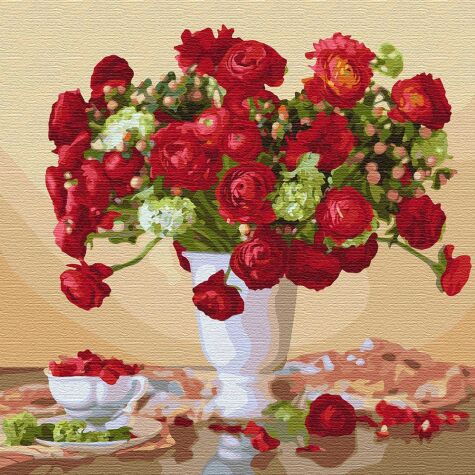 Картина по номерам Багряний букет 40*40 см Картина по номерам Багряний букет 40*40 см - Набори для розмальовування