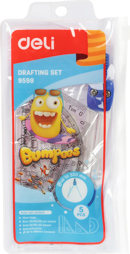 Набір для креслення Deli 9598. 5 предметів у багаторазовому пеналі - фото 1