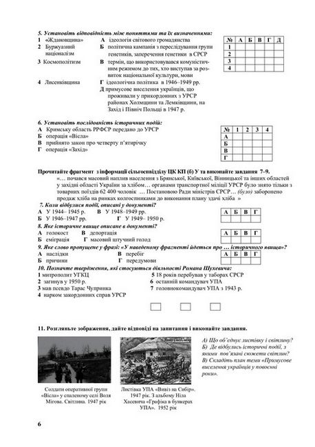 Історія України. 11 клас. Зошит з тематичного контролю знань учнів для підсумково-узагальнювальних уроків - фото 5