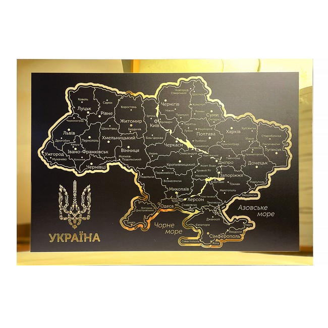 Деревяна карта України. Золото - фото 1