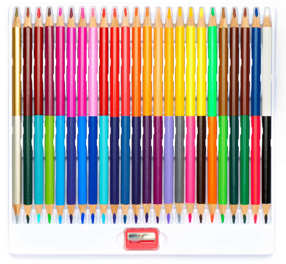 Олівці кольорові тригранні двосторонні + чинка - 48 кольорів (24 шт.) - фото 2